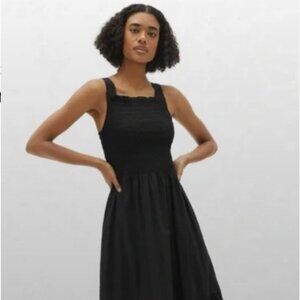 Everlane The Smock Dress Black Midi Dress
